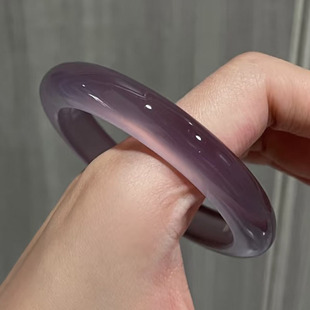 正品 冰种帝王紫玉髓手镯高冰紫罗兰深紫色正圈玛瑙玉镯旺夫送礼物