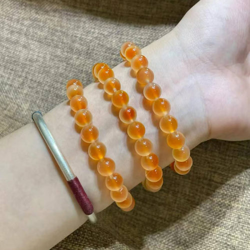 正品江料桔色糖心玛瑙手串