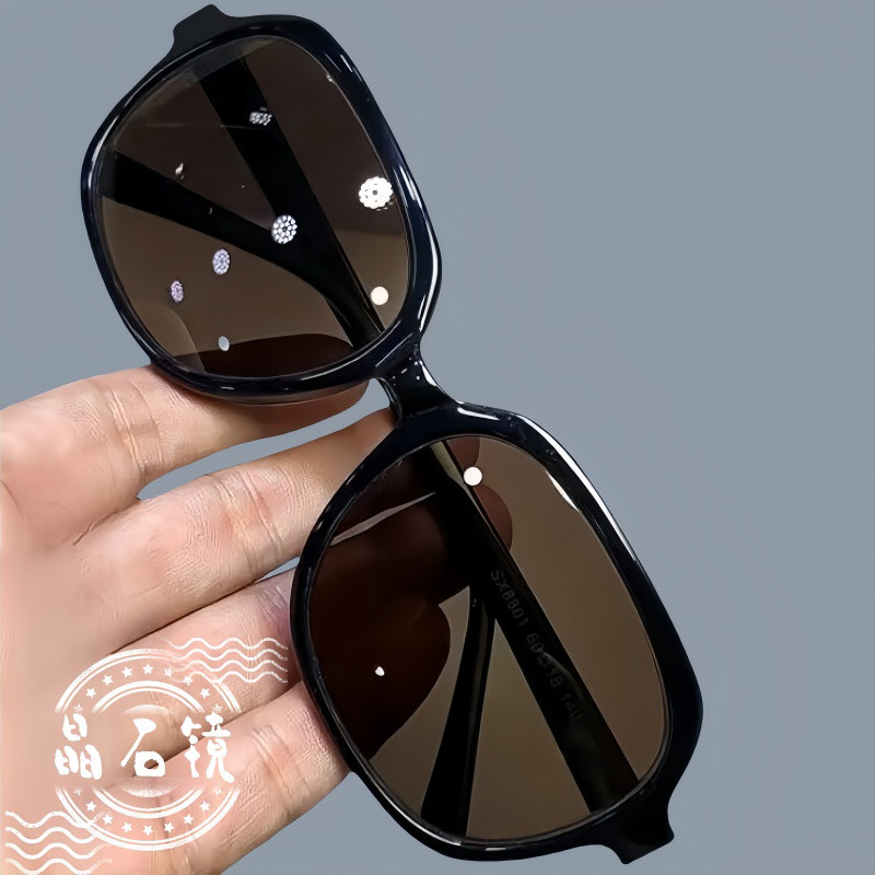 水晶眼镜石头镜太阳镜男女墨镜黑框板材高清养眼护目防辐射