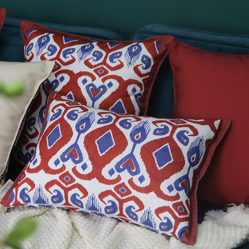 简约民族红色美式沙发床头靠垫