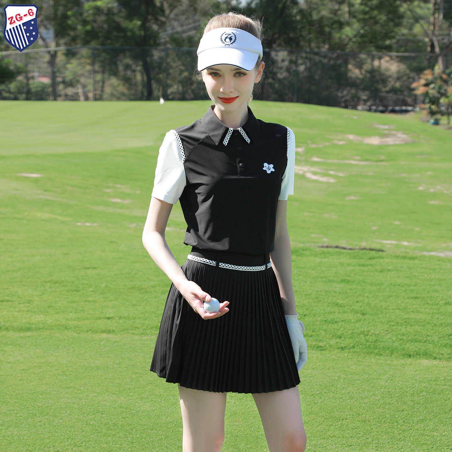 ZG-6夏高尔夫女装球服女运动裤裙速干短袖黑色上衣高端网球服女裙