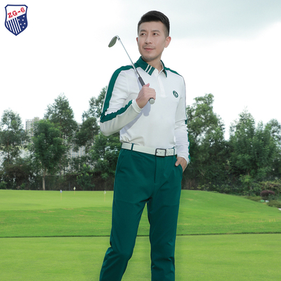 高尔夫服装男是运动长袖墨绿长裤