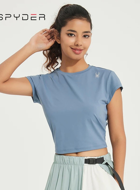 晶晶正品代购SPYDER蜘蛛女子圆领拼接网眼短袖T恤23CS422W