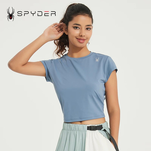 晶晶正品代购SPYDER蜘蛛女子圆领拼接网眼短袖T恤23CS422W