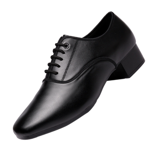 GY牛皮男士摩登舞鞋男舞蹈鞋广场舞鞋成人高跟软底国标舞舞鞋