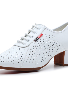 GY女士中高跟舞鞋广场舞双人交谊舞水兵舞白色打孔室外舞蹈鞋夏季