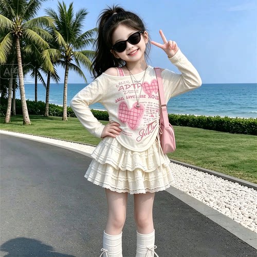 女童秋装儿童蛋糕裙时髦两件套