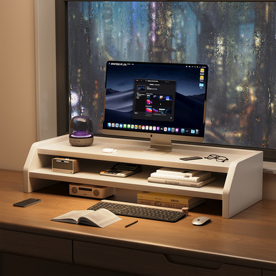 办公室工位办公桌双层电脑台式显示器桌面屏幕增高架带抽屉笔记本