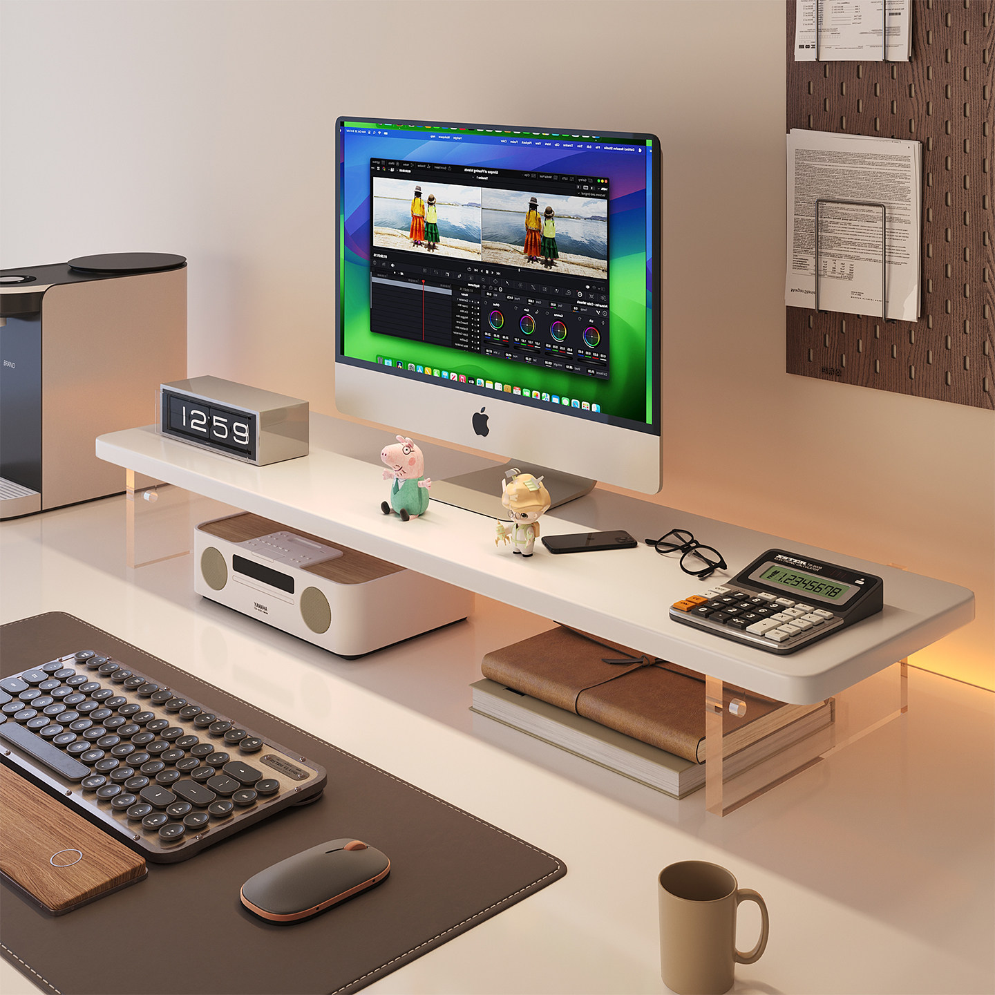 悬浮压克力电脑增高架办公室桌面置物架台式显示器垫高支架