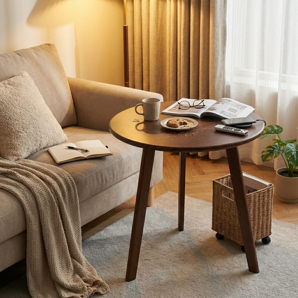 圆桌子休闲阳台角几沙发旁边实木边几客厅家用简约小户型茶几餐桌