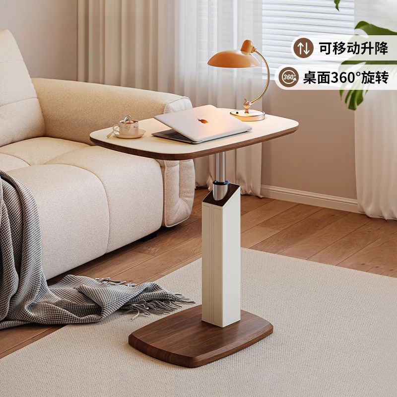 可移动床边桌气动升降电脑桌卧室家用客厅可旋转置物茶几沙发边几