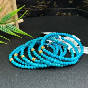 【宝藏珠宝】绿松圆珠手串S925银4±0.5mm（多样性发其一）