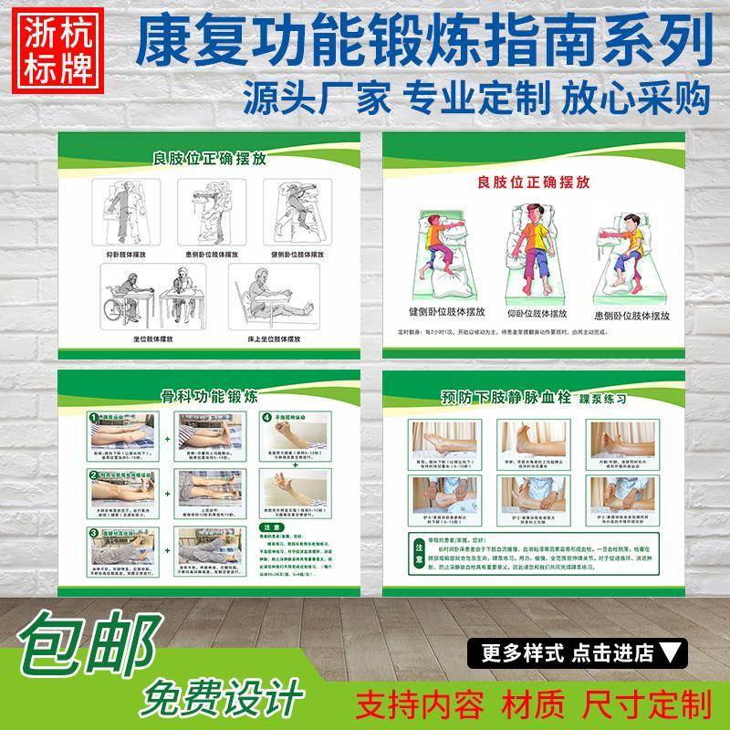偏瘫患者良肢位正确摆放示意图医院中风康复锻炼宣传图标识贴纸