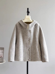 2025年羊毛大衣新款小香风纯手工缝制双面羊毛呢短款外套ng8010
