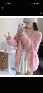 上衣sy5782 针织开衫 水貂绒韩版 宽松显瘦百搭毛衣外套女短款