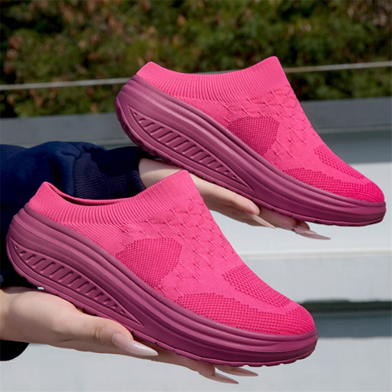 今年流行爆款厚底增高摇摇鞋2026新款女半拖鞋外穿透气网面运动鞋