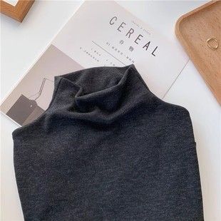 黑灰色羊绒手感半高领多巴胺春季打底衫女秋冬温柔纯色内搭套头