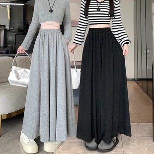 热卖 垂感阔腿显瘦a字裤 赫本风有口袋糯米裙 2025新款 裙 秋冬季