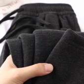 春秋冬深灰色糯米裤 直筒宽松休闲裤 女2025新款 高腰软糯垂感阔腿裤