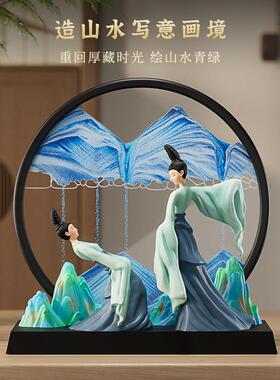 祇此青绿仕女流沙画画摆