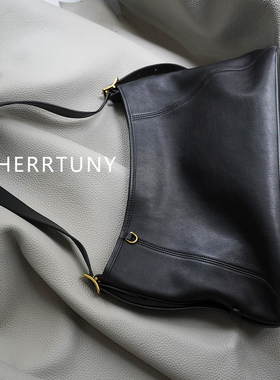 herrtuny中号hobo植鞣头层小牛皮单肩腋下托特女包