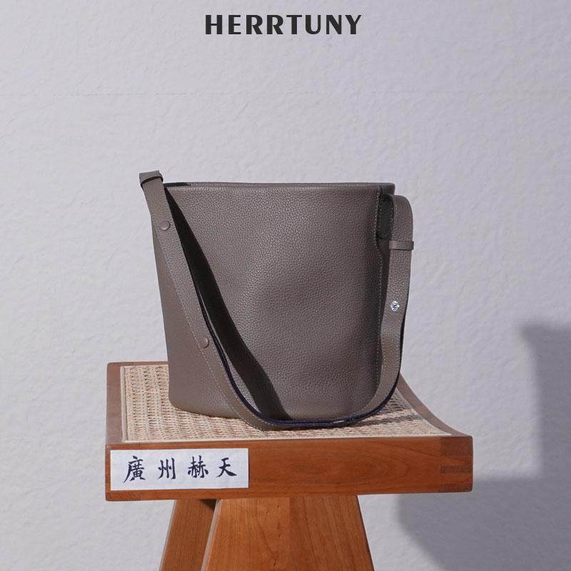 herrtuny新款头层牛皮水桶包女通勤休闲单肩腋下包小托特斜挎包,箱包皮具/热销女包/男包,水桶包,淘宝优惠券,粉丝福利购,淘宝优惠卷