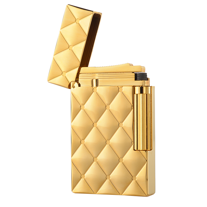 DUFAN法国都梵正版朗声打火机充气体 摩登格 全铜镀金男刻字正品