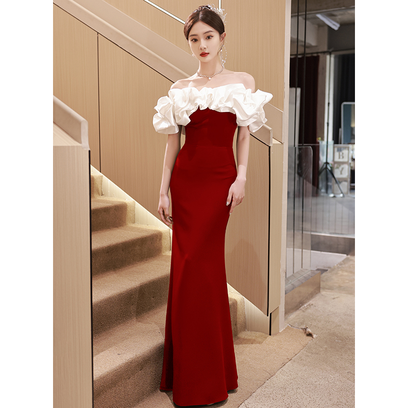  Wine red satin+S  