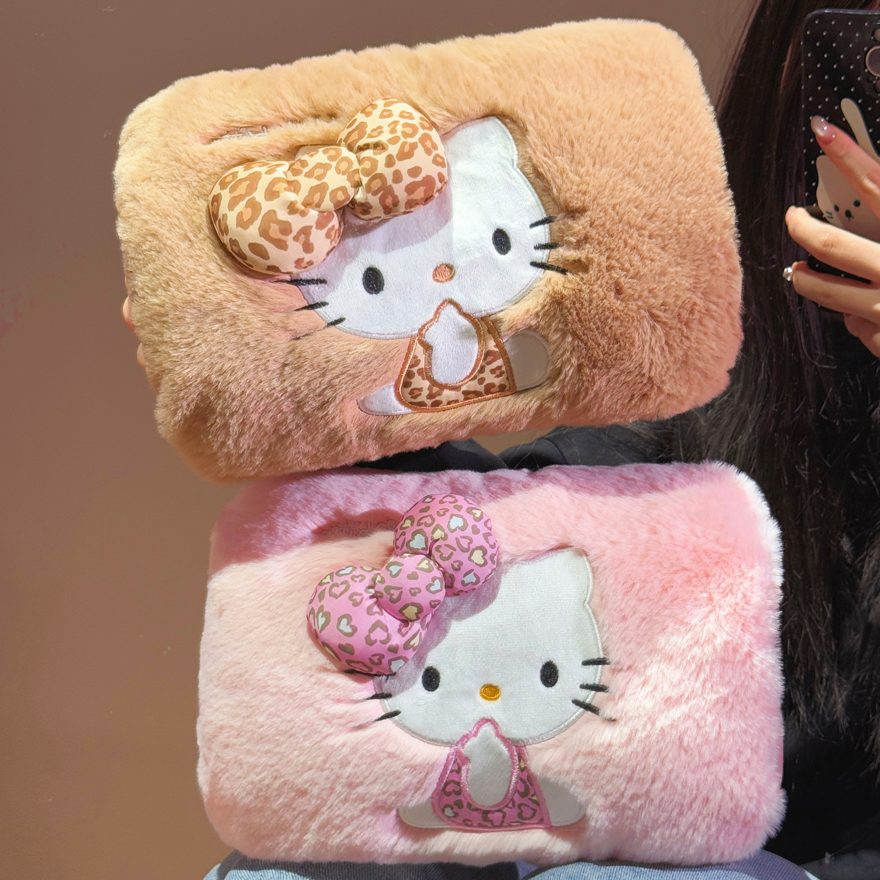 三丽鸥豹纹KT充电热水袋防爆暖宝宝可爱暖水袋女生暖手宝电暖袋冬