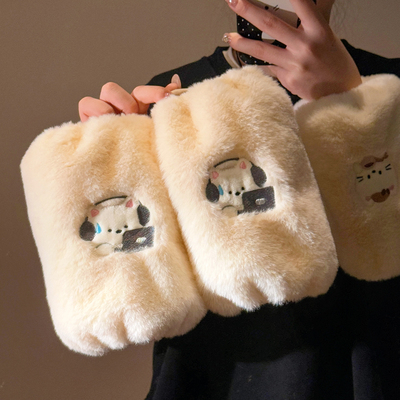 可爱小狗毛绒袖套秋冬学生儿童女