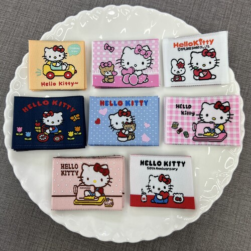 新款包包kittly布标服装辅料标签商标领标袜口标卡通现货织标