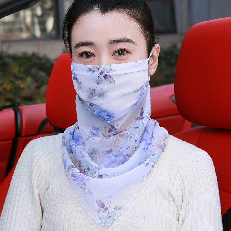 100%桑蚕丝遮阳口罩护颈真丝口罩