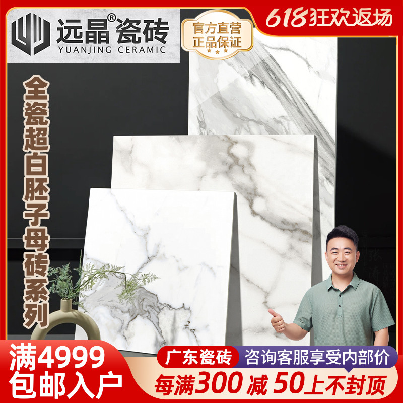 远晶 800x800超白胚大理石纹全瓷砖客厅地砖厨卫墙砖柔光天鹅绒