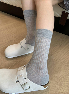 灰色系也太好看了吧~半透设计又薄又好穿~夏天袜子女薄款堆堆袜