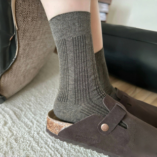 纯色堆堆袜子女无骨中长筒 咖暖色调~好复古学院 好喜欢秋天 棕