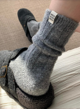灰色和冬天真的太配啦~自带ins清冷感~袜子女秋冬羊毛厚款保暖和