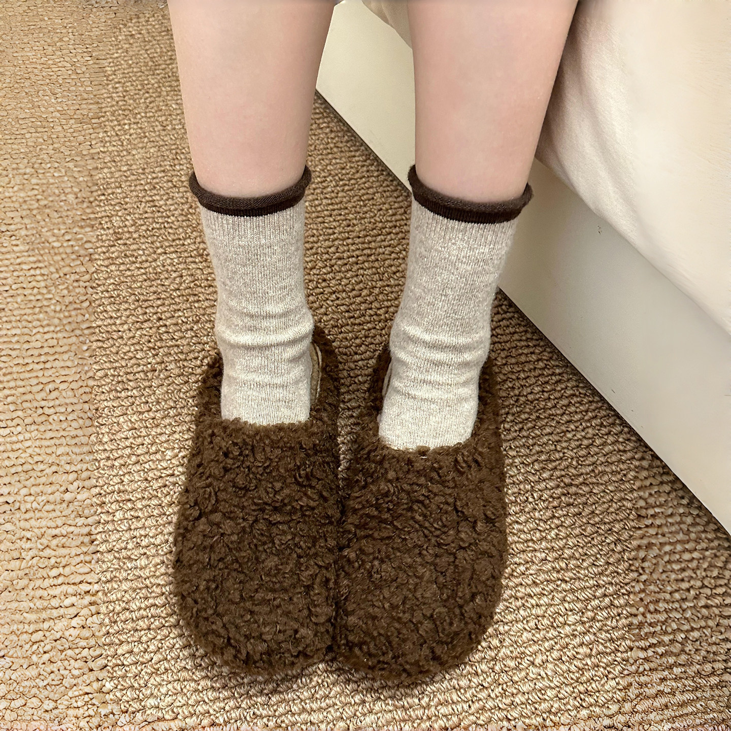 燕麦奶咖好复古温暖~复不勒脚的羊毛袜子可太好穿了~袜子女秋冬厚