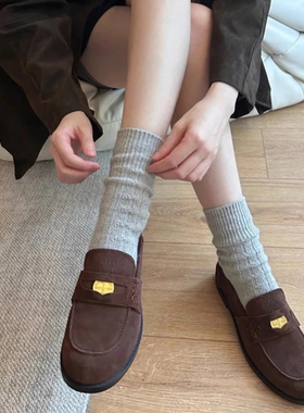 挖到一双miu系羊毛袜！日系麻花针织保暖羊绒堆堆袜加厚灰色百搭