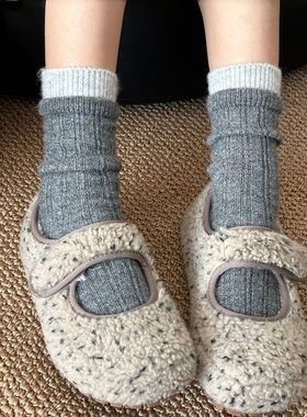 泰高级了！格雷系定染灰色也太韩系咯~袜子女秋冬羊毛加厚款暖和