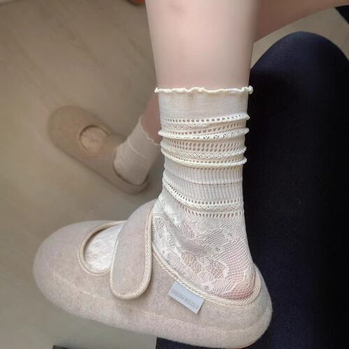 复古纯欲蕾丝~谁懂啊这镂空袜！好穿搭博士~镂空袜子女春夏堆堆薄