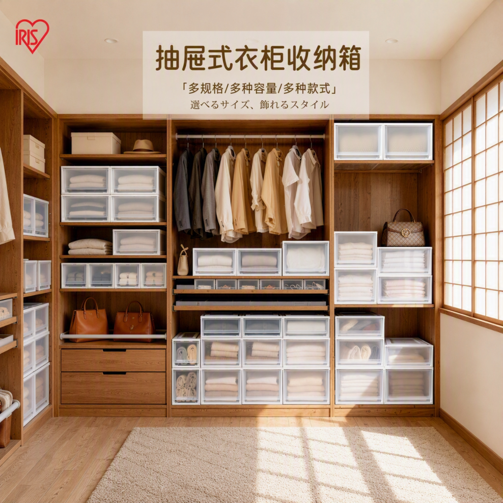 日本爱丽思抽屉式收纳箱衣柜透明收纳盒塑料整理箱衣服日式储物柜图片