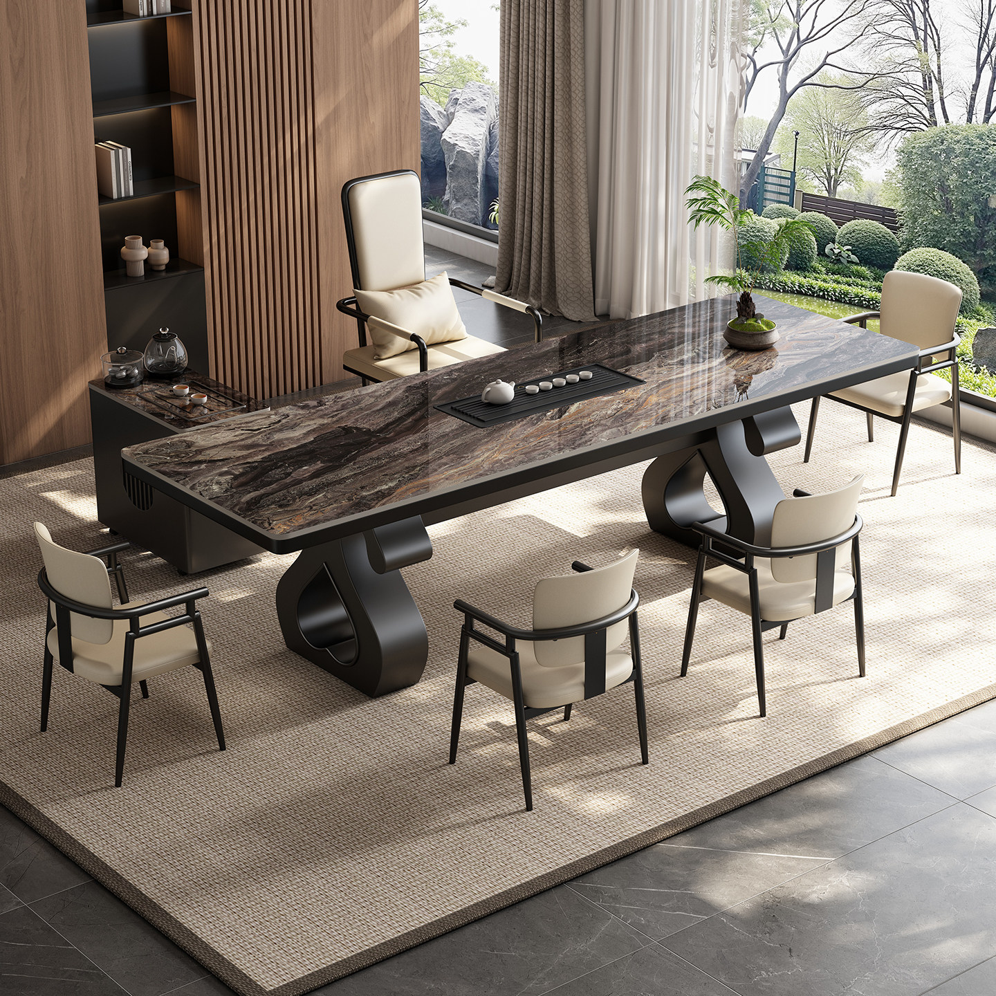 2026新款现代简约岩板茶桌椅组合家用办公家用客厅轻奢极简泡茶台,住宅家具,家用茶台/茶桌,淘宝优惠券,粉丝福利购,淘宝优惠卷