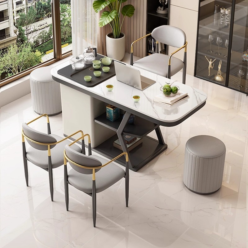 轻奢岩板阳台茶桌椅组合现代小户型茶几客厅家用茶台烧水壶一整套