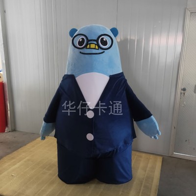 蓝色熊卡通人偶服装小熊宣传玩偶