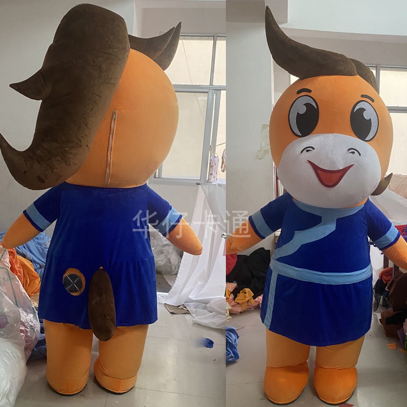 充气马卡通人偶服装生肖马玩偶服成人行走毛绒公仔服马吉祥物定制