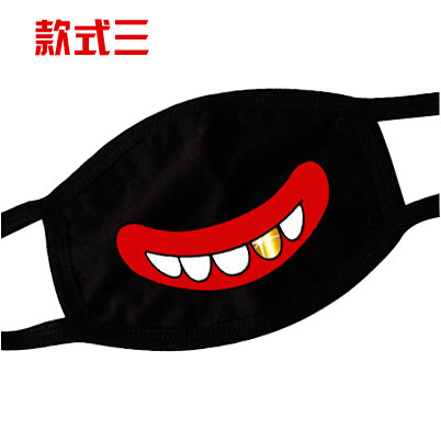 骑行男女纯棉防尘卡通情侣保暖表情时尚韩国冬个性黑色口罩可爱