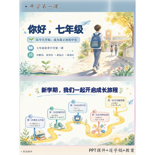 七年级开学第一课-你好，七年级 课件PPT+教案+逐字稿