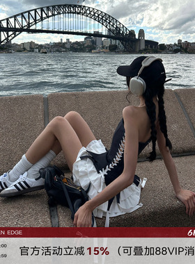 韩好甜 WARDEN EDGE 假两件拼接连衣裙女夏鱼骨抹胸裙蛋糕短裙