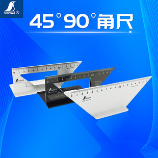 日本亲和多功能木工划线尺直角尺企鹅45度90度T型规靠尺划过线尺