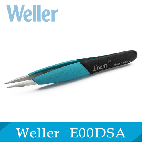 Weller镊子E00DSA 瑞士进口带防滑齿防静电泡沫手柄镊子